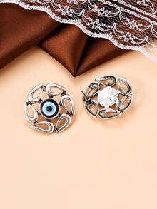 Evil Eye & Water-drop Stud Earrings - Multicolor - View 4