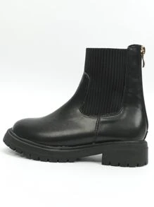 Girls Zipper Back Sock Boots - Black - View 4