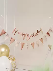 2pcs/Set Birthday Party Decorative Banner, Modern Paper Letter Decor Pull Flag For Birthday Party