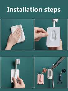 1pc Wall Mounted Random Color Shower Head Holder, Self Adhesive Showerhead Rack, For Bathroom - Multicolor - View 3