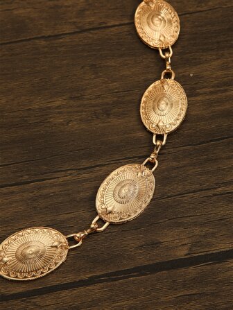 Boho 1pc Women Oval Decor Chain Belt Halloween Summer, School Fall, Autumn, Halloween