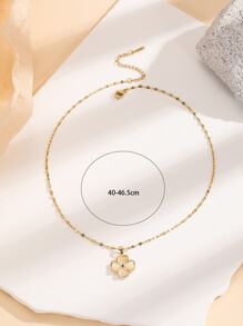 四葉草吊墜項鏈 - 金黃色 - 查看 3