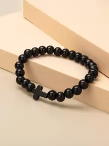 Pulsera con cuenta cruzado - Negro - Ver 1