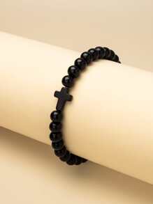 Pulsera con cuenta cruzado - Negro - Ver 2