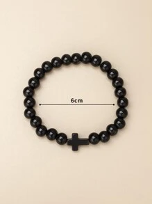 Pulsera con cuenta cruzado - Negro - Ver 3