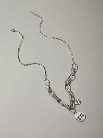 字母細節圓形吊飾項鍊