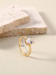 Nooxian 1 Chiếc Nhẫn Trang Trí Hình Bầu Dục Đính Đá Cubic Zirconia Tinh Tế Cho Nữ Làm Quà Tặng - Vàng - Xem 3