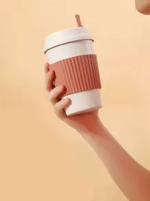 1 chiếc cốc di động có thìa trộn - Hồng - Xem 1