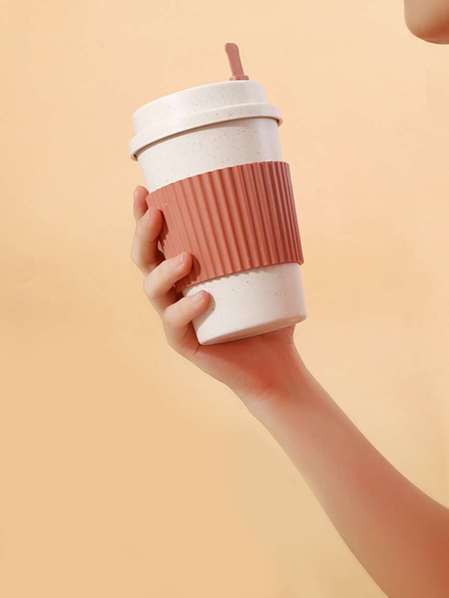 1 chiếc cốc di động có thìa trộn - Hồng - Xem 1