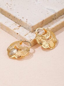 Hollow Out Hoop Earrings - Yellow Gold - View 3