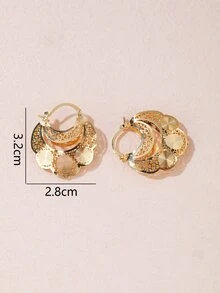 Hollow Out Hoop Earrings - Yellow Gold - View 4