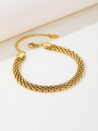 MiDuoDuo 1 件多功能粗链手链，适合男士和女士，几何不锈钢 18K 镀金简约奢华复古配饰