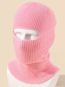 1 件 1 孔滑雪面罩针织面罩冬季拉法帽全脸面罩男女冬季户外运动万圣节 - 粉色 - 查看 1
