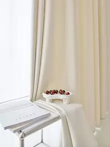 1 件厚人字形窗帘，简约乡村风格，遮光卧室和客厅，乳白色 - 米色 - 查看 4