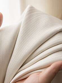 1 件厚人字形窗帘，简约乡村风格，遮光卧室和客厅，乳白色 - 米色 - 查看 5