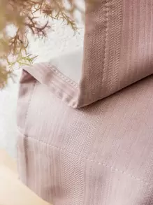 1pc Thick Herringbone Pattern Light-Blocking Curtain, Simple Aesthetic Style For Bedroom & Living Room, Ivory White - Baby Pink - View 6