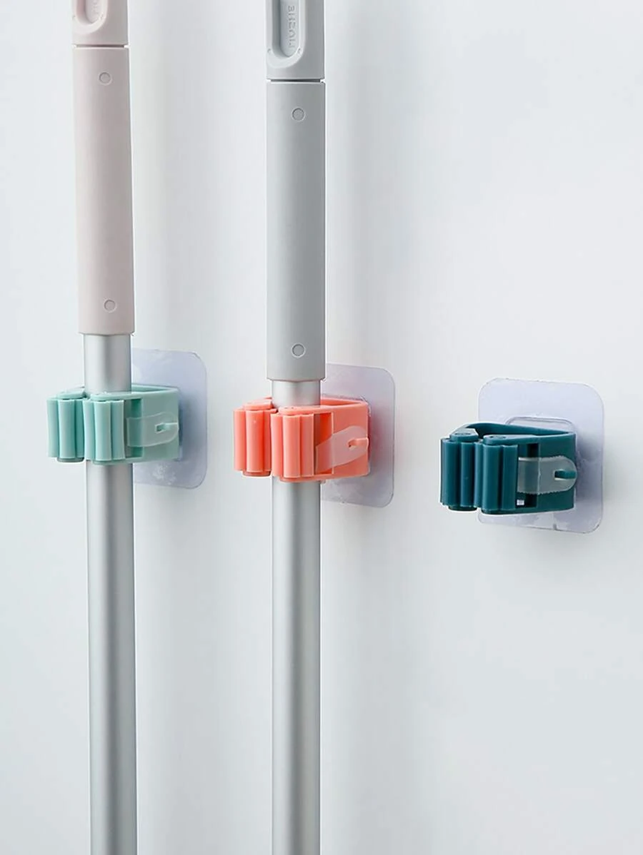 1pc Punch-free Random Color Mop Holder,Mop & Broom Storage Rack - Multicolor - View 1