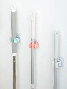 1pc Punch-free Random Color Mop Holder,Mop & Broom Storage Rack - Multicolor - View 7