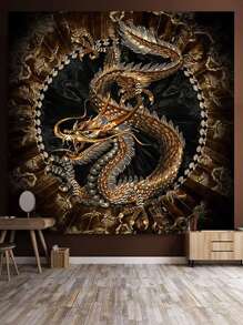 1pc Chinese Dragon Pattern Tapestry - Multicolor - View 1