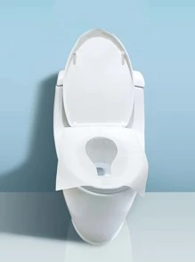 10pcs Disposable Toilet Seat Cover Type Travel Camping Hotel Bathroom Accessory Paper Waterproof Soluble Water Toilet Cover - White - View 1