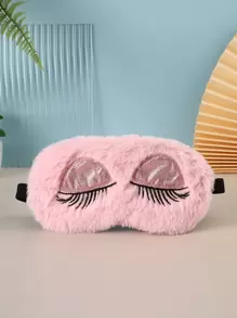 睫毛刺繡毛茸茸眼罩 - 彩色 - 查看 1