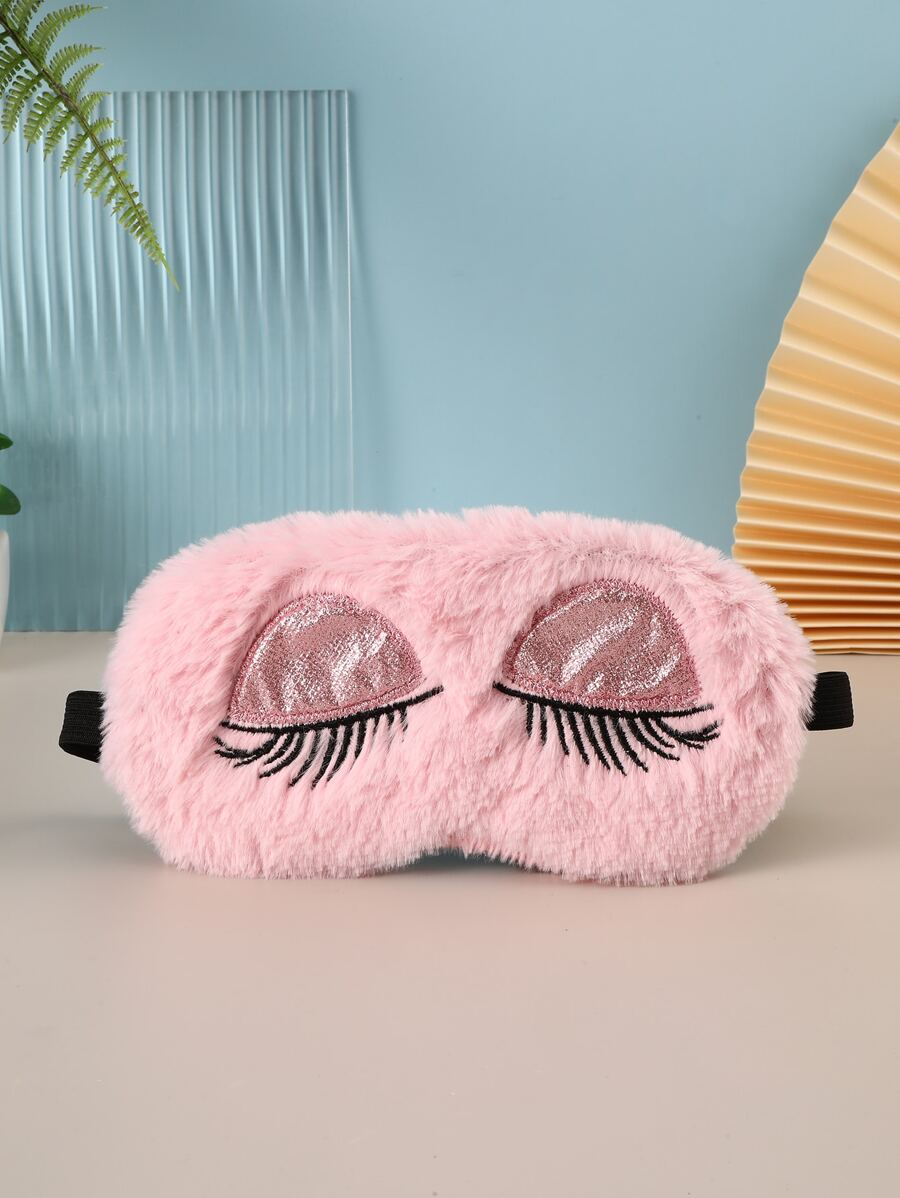 睫毛刺繡毛茸茸眼罩 - 彩色 - 查看 1