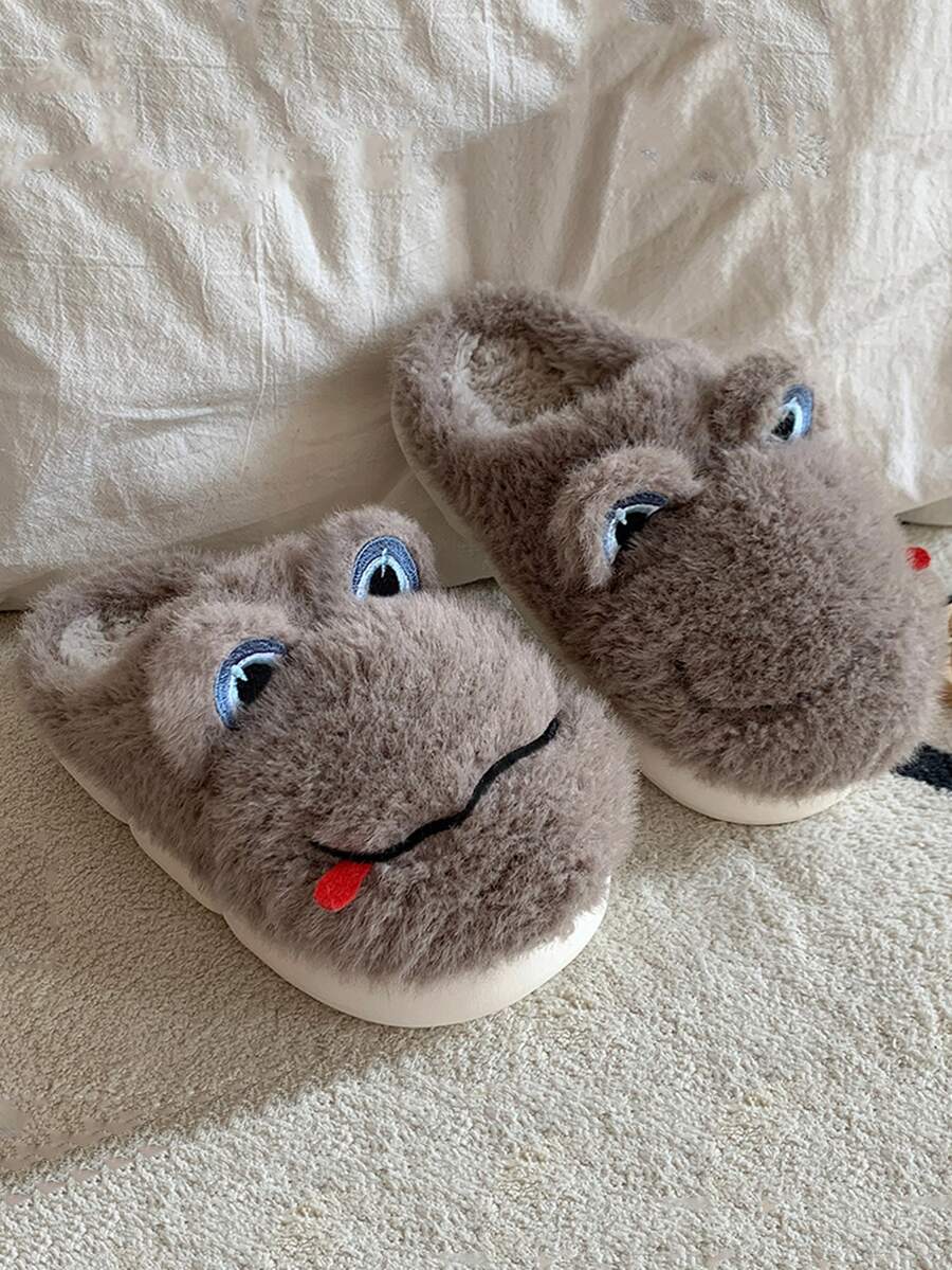 Men Cartoon Design Novelty Slippers - Coffee Brown - View 1