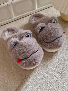 Men Cartoon Design Novelty Slippers - Coffee Brown - View 2