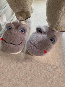 Men Cartoon Design Novelty Slippers - Coffee Brown - View 3