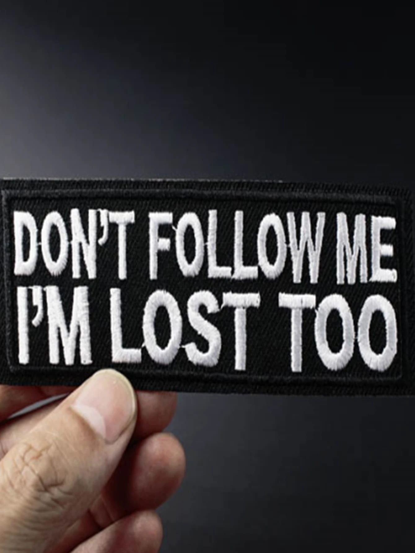 1pc Slogan Embroidered Iron-on Patch,Simple Black DIY Clothing Accessory - Black and White - View 1