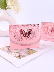 5入組鏤空蝴蝶和花細節禮物盒 - 粉色 - 查看 2