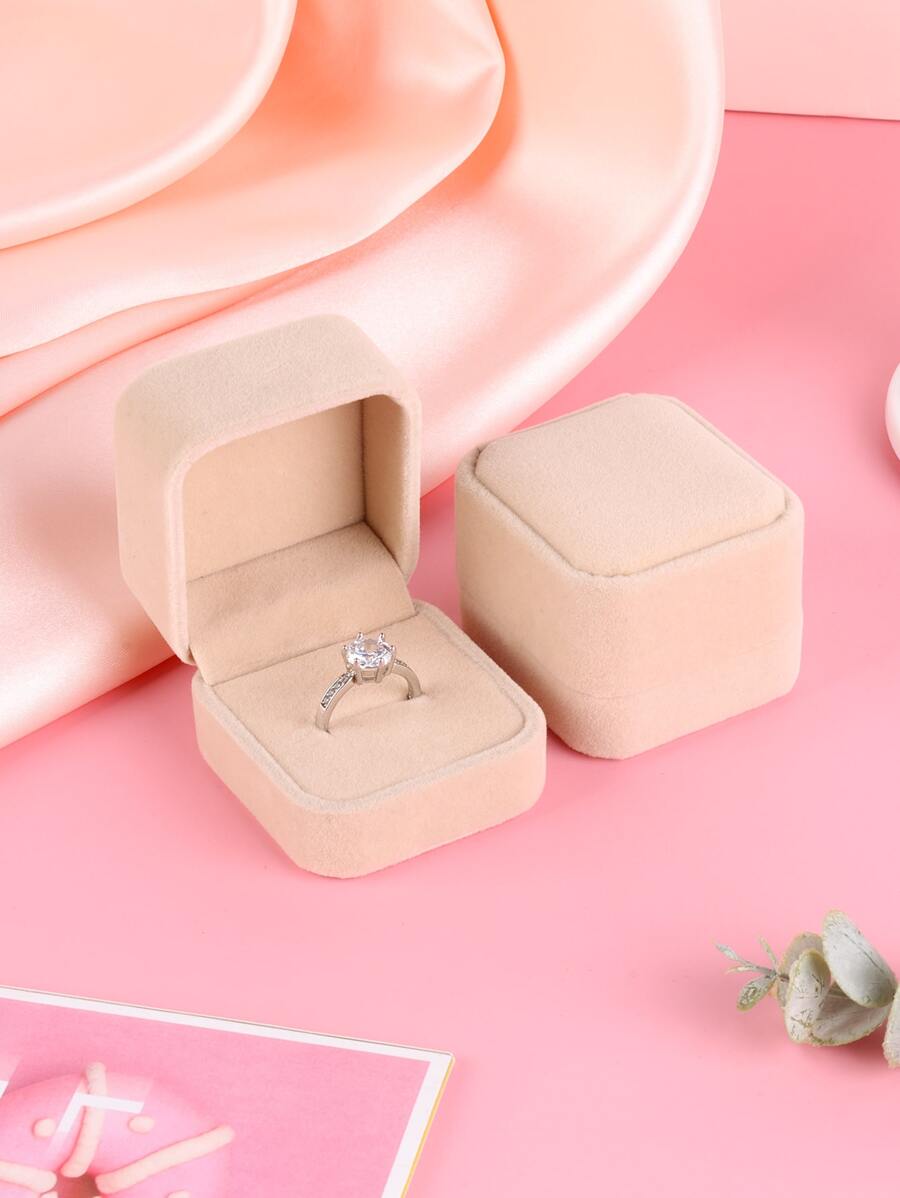 1pc Plain Ring Box - Beige - View 1