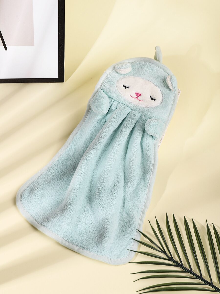 Cartoon Embroidered Washcloth - Green - View 1