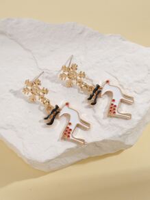 Christmas Elk & Snowflake Decor Drop Earrings - Multicolor - View 4