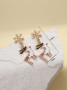 Christmas Elk & Snowflake Decor Drop Earrings - Multicolor - View 5