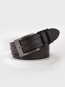 Men Square Buckle Belt - Coffee Brown - View 1