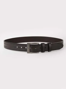 Men Square Buckle Belt - Coffee Brown - View 2