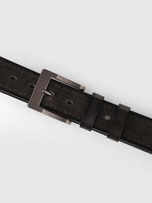 Men Square Buckle Belt - Coffee Brown - View 3