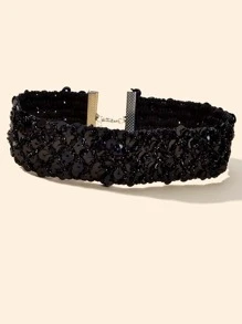 Sequin Decor Choker - Black - View 2