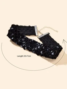 Sequin Decor Choker - Black - View 3