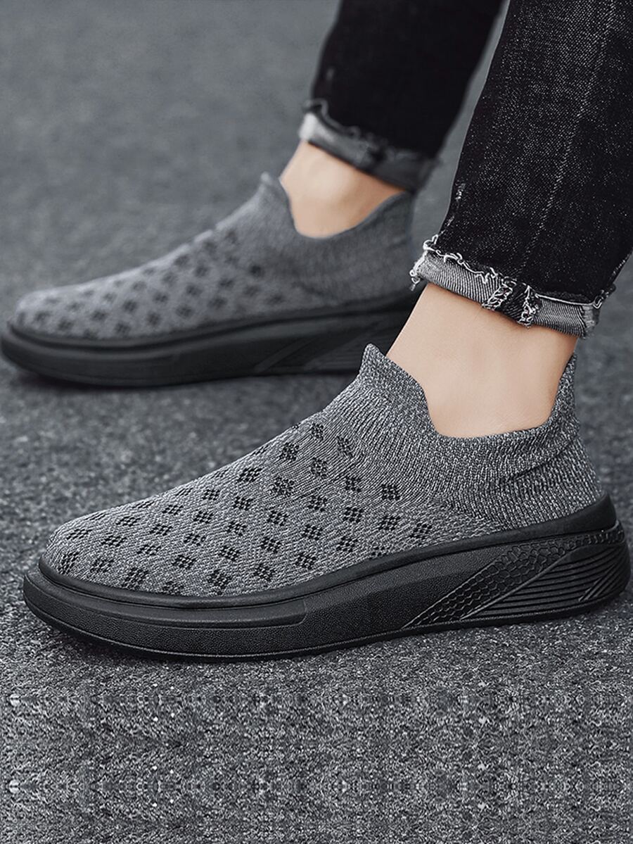 Men Slip On Running Shoes - Grey - View 1