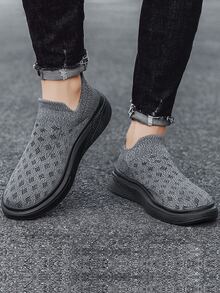 Men Slip On Running Shoes - Grey - View 2