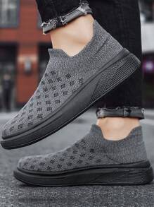 Men Slip On Running Shoes - Grey - View 3