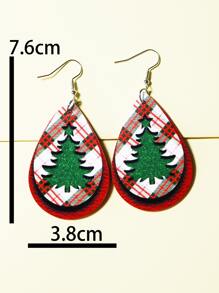 Pendientes con gota de agua árbol de Navidad & con patrón de cuadros - Multicolor - Ver 3