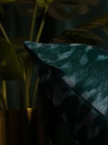 柔软天鹅绒不对称图案枕套 1 件（无芯） - 墨綠色 - 查看 4