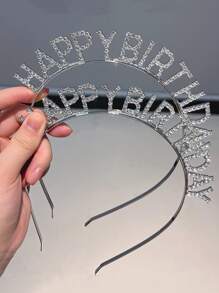 1入組標語裝飾派對髮箍 - 銀色 - 查看 2