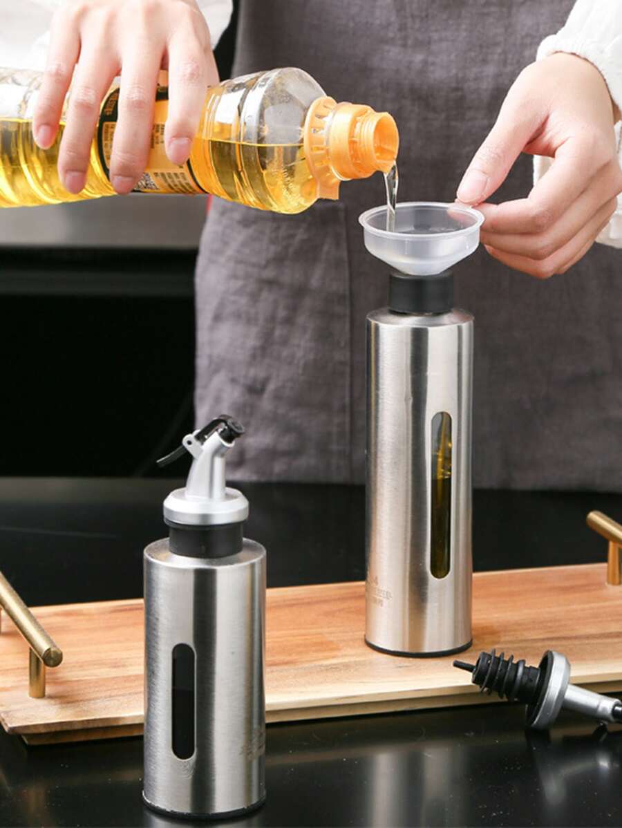 1 pieza de acero inoxidable Aceite Dispensador - Plateado - Ver 1