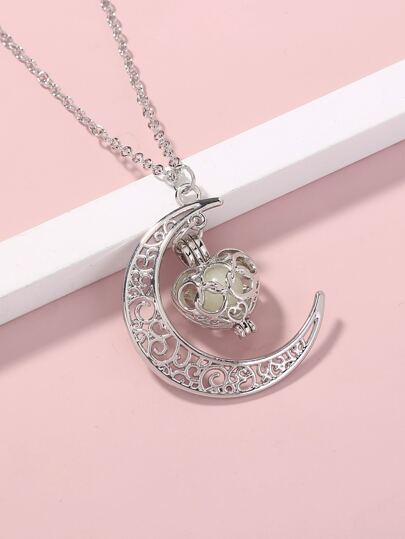 Nooxian Collane luminoso al buio con ciondolo cuore e luna