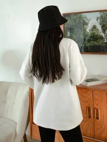 DAZY 標語圖案落肩T恤 - 白色 - 查看 2