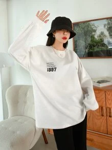 DAZY 標語圖案落肩T恤 - 白色 - 查看 3